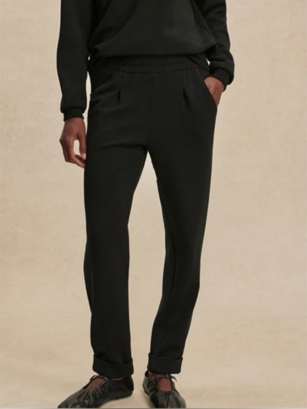 Varley Double Soft Rolled Cuff Pants Black Women's Medium Athleisure